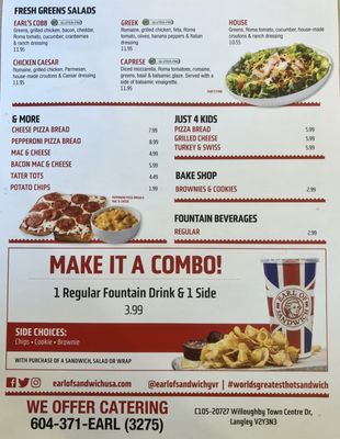 Menu photo 2 Earl of Sandwich Langley, BC