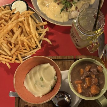 The Boxty House - Chicken Boxty (top) with side of Boxty Fries, and Beef & Stout Stew (bottom) - Irish Near Me - Dublin, D The Boxty House - Chicken Boxty (top) with side of Boxty Fries, and Beef & Stout Stew (bottom) - Irish Near Me - Dublin, D