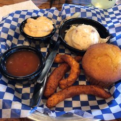 Famous Dave's Bar-B-Que - One meat plate  catfish fingers w/mashed potatoes