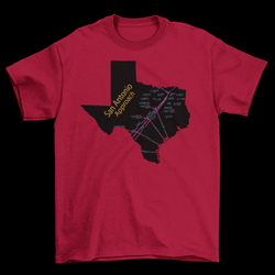 Texas graphic tee with the San Antonio flight map.
