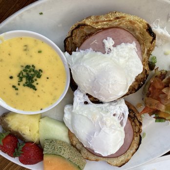 Grace's Table - Eggs Benedict with sauce on the side. Perfectly cooked! - New American Near Me - Napa, California Grace's Table - Eggs Benedict with sauce on the side. Perfectly cooked! - New American Near Me - Napa, California