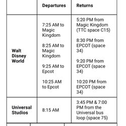 Fabulous Buses - Example of bus schedule for our resort