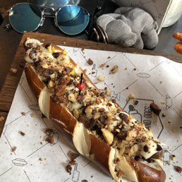 Luxurious Dog: Pork, mushrooms, truffle, and hazelnuts Luxurious Dog: Pork, mushrooms, truffle, and hazelnuts