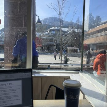 Moguls Coffee House - Indoor seating with the same view :) - Cafes Near Me - Whistler, British Columbia Moguls Coffee House - Indoor seating with the same view :) - Cafes Near Me - Whistler, British Columbia