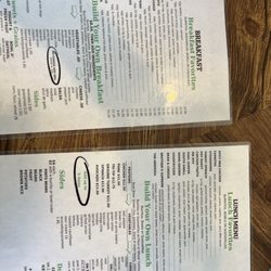 Breakfast and lunch menu