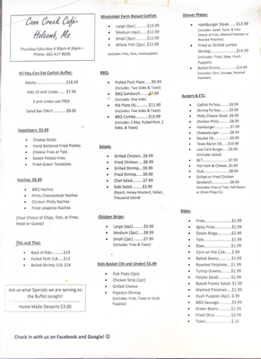 Menu photo 1 Cane Creek Cafe Holcomb, MS