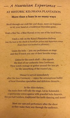 Menu photo 5 Luau Kalamaku Lihue, HI Menu photo 5 Luau Kalamaku Lihue, HI