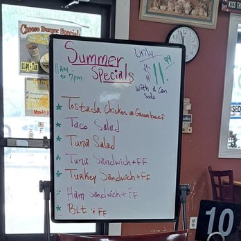 Irene's Burger's Cafe - Summer specials posted on sign. - Burgers Near Me - Palmdale, California