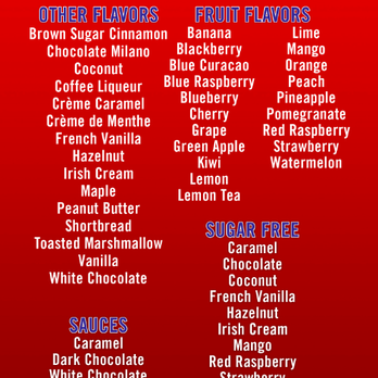 Aroma Joe's - a list of various flavors - Coffee & Tea Near Me - Lee, New Hampshire