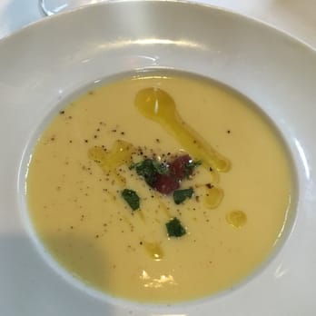 The Crossing - Cold pressed corn soup - New American Near Me - Clayton, Missouri The Crossing - Cold pressed corn soup - New American Near Me - Clayton, Missouri