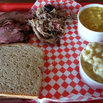 Big B's Texas BBQ - 3 Meat Plate: beef ribs cooked separately, tri-tip, pulled pork, wheat bread, creamed corn, mac 'n cheese - Barbeque Near Me - Henderson, Nevada Big B's Texas BBQ - 3 Meat Plate: beef ribs cooked separately, tri-tip, pulled pork, wheat bread, creamed corn, mac 'n cheese - Barbeque Near Me - Henderson, Nevada
