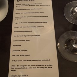 Menu of the night