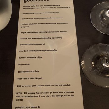 Goosefoot - Menu of the night - New American Near Me - Chicago, Illinois