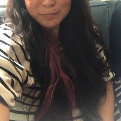 Hair Company - Pink highlights on long black hair.
