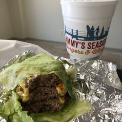 Jimmy's Seaside Fries - Low Carb triple cheese burger! Delicious!