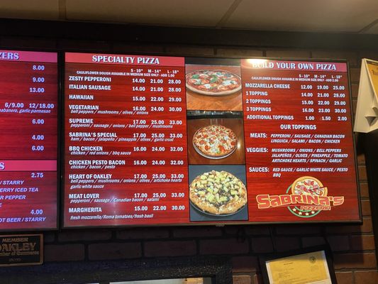 Menu photo 2 Sabrina's Pizzeria Oakley, CA Menu photo 2 Sabrina's Pizzeria Oakley, CA
