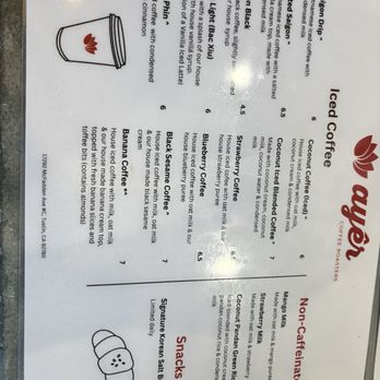 Ayer Coffee - menu as of 8/2026 - Coffee & Tea Near Me - Tustin, California Ayer Coffee - menu as of 8/2026 - Coffee & Tea Near Me - Tustin, California