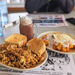 EastSide Diner - Eastside Mess (front) and Breakfast Tots (back).
