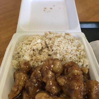 Cafe China - Sesame chicken. Very minimal flavor, too thick sauce, all dark meat chicken & lukewarm. Rice was flavorless even for rice. Had clumps. - Chinese Near Me - Parker, Colorado