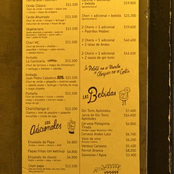 Chori - The menu! - Steakhouses Near Me - Buenos Aires, C