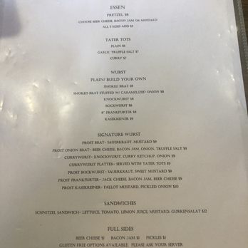 Prost Reno Biergarten - Menu - Beer Gardens Near Me - Reno, Nevada