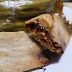 Oaxacan Tamales - Inside the Pork tamal ($4.00)