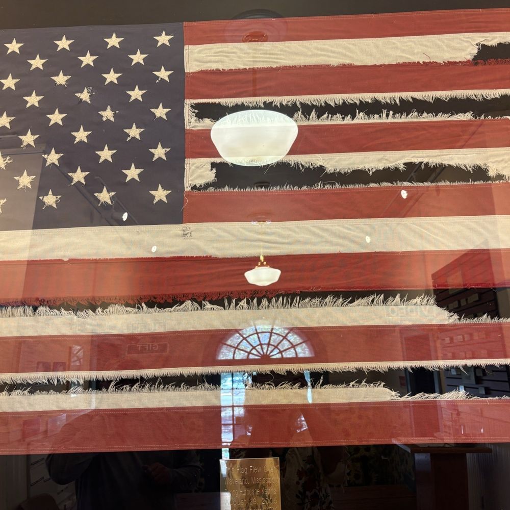 Ground Zero Hurricane Museum - Flag that flew during Hurricane Katrina. - Museums Near Me - Waveland, Mississippi Ground Zero Hurricane Museum - Flag that flew during Hurricane Katrina. - Museums Near Me - Waveland, Mississippi