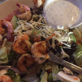 The Wild Turkey - Grilled Shrimp Salad without the onions, peppers and cabbage. SO GOOD! - New American Near Me - Dallas, Texas