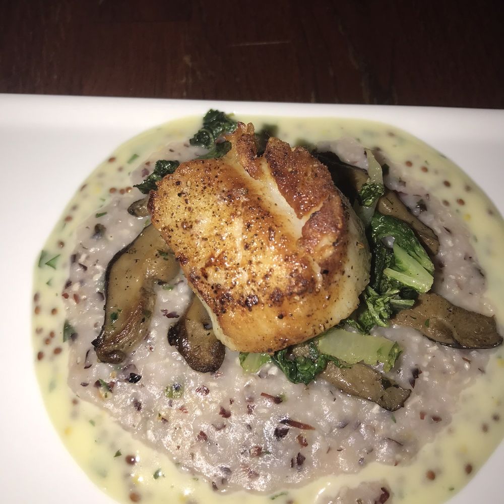 Maize Restaurant - Scallop over bok choy, mushrooms and grits - New American Near Me - Perkasie, Pennsylvania
