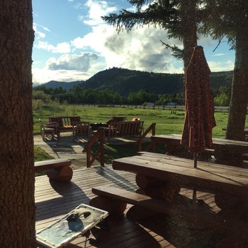 Hatchet Resort - Outside patio area of restaurant - Hotels Near Me - Moran, Wyoming
