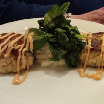 Rhapsody Restaurant - Crab cakes, mashed potatoes, and spinach. - New American Near Me - Nelsonville, Ohio Rhapsody Restaurant - Crab cakes, mashed potatoes, and spinach. - New American Near Me - Nelsonville, Ohio