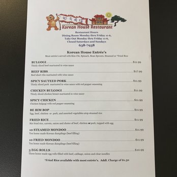 Korean House - Menu side 2 - Korean Near Me - Cheyenne, Wyoming Korean House - Menu side 2 - Korean Near Me - Cheyenne, Wyoming
