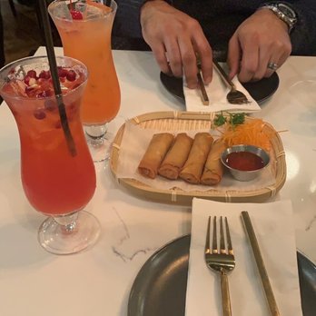 Dok Khao - Spring rolls & fresh pomegranate lemonade and fruit punch - Thai Near Me - Woodbridge, Virginia