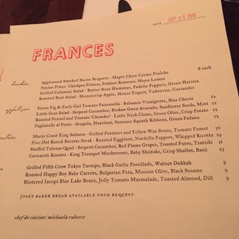 Frances - New American Near Me - San Francisco, California