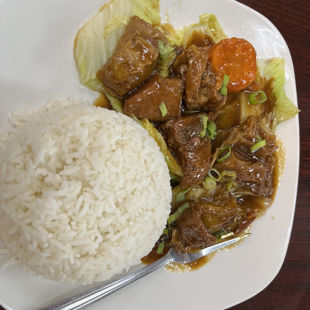 Beef stew over rice Beef stew over rice