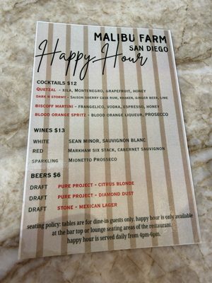 Menu photo 6 Malibu Farm San Diego, CA