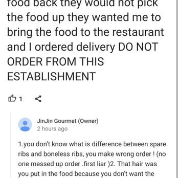 Jin Jin Gourmet - Unprofessional response - Asian Fusion Near Me - Spring Lake, North Carolina Jin Jin Gourmet - Unprofessional response - Asian Fusion Near Me - Spring Lake, North Carolina