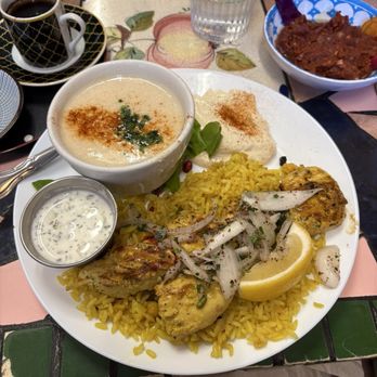 La Mediterranee - Lunch Saffron Chicken Kebab Avgolemono Soup - Middle Eastern Near Me - San Francisco, California La Mediterranee - Lunch Saffron Chicken Kebab Avgolemono Soup - Middle Eastern Near Me - San Francisco, California