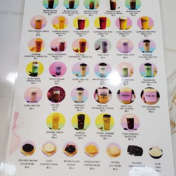 Bober Tea - Paper menu of drinks available - Desserts Near Me - Stockton, California