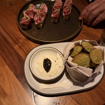 Francie - Duck mortadella and savory Madelines with caviar - Italian Near Me - Brooklyn, New York