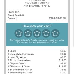 Very sad but still tipped normal due to not a server issue, we stayed this long was to use our pickleball reserved hour $40/hr. Very sad but still tipped normal due to not a server issue, we stayed this long was to use our pickleball reserved hour $40/hr.