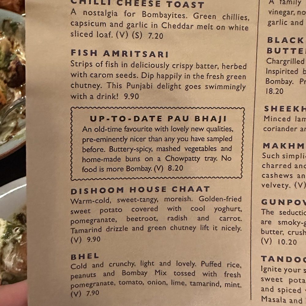 Dishoom - Half menu - Indian Near Me - London, XGL