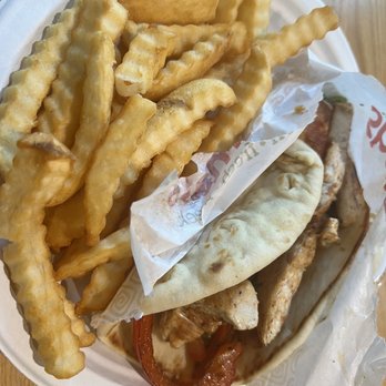 Showmars - Chicken santorini pita with fries - Southern Near Me - Durham, North Carolina