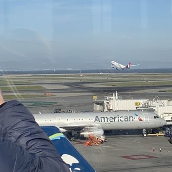 SkyTerrace - Hawaiian Airlines A330 taking off from 01R (not good photo) - Airport Lounges Near Me - San Francisco, California SkyTerrace - Hawaiian Airlines A330 taking off from 01R (not good photo) - Airport Lounges Near Me - San Francisco, California