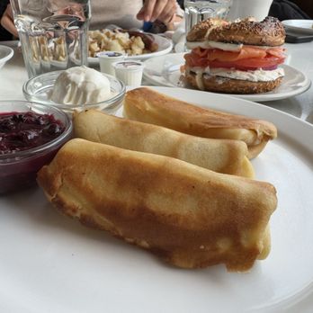 Beautys Luncheonette - Foreground: Blintz Middle: Beauty's special (bagel, smoked salmon, cream cheese) Background: Beauty's Basic - Breakfast & Brunch Near Me - Montreal, Quebec Beautys Luncheonette - Foreground: Blintz Middle: Beauty's special (bagel, smoked salmon, cream cheese) Background: Beauty's Basic - Breakfast & Brunch Near Me - Montreal, Quebec