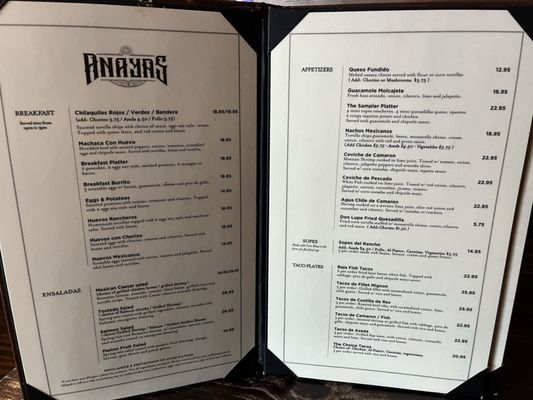 Menu photo 4 Anayas Pasadena, CA