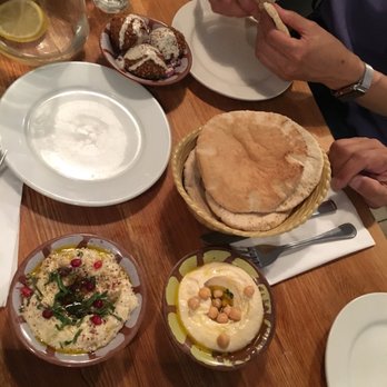 Yalla Yalla - Mezzes: hummus, falafel, babaganoush and pita - Middle Eastern Near Me - London, XGL Yalla Yalla - Mezzes: hummus, falafel, babaganoush and pita - Middle Eastern Near Me - London, XGL