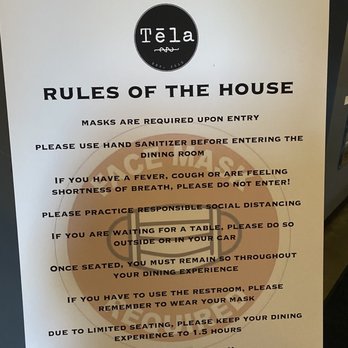 Tela Bar and Kitchen - The House Rules that I guess I should have read and memorized. - Gastropubs Near Me - Cincinnati, Ohio