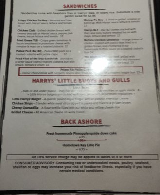 Menu photo 6 Harry's Grill Anna Maria, FL
