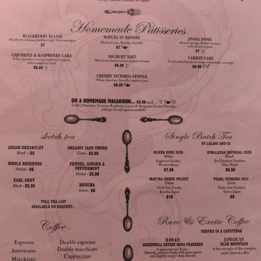 Sketch - The Parlour afternoon tea menu (a la carte). - French Near Me - London, XGL
